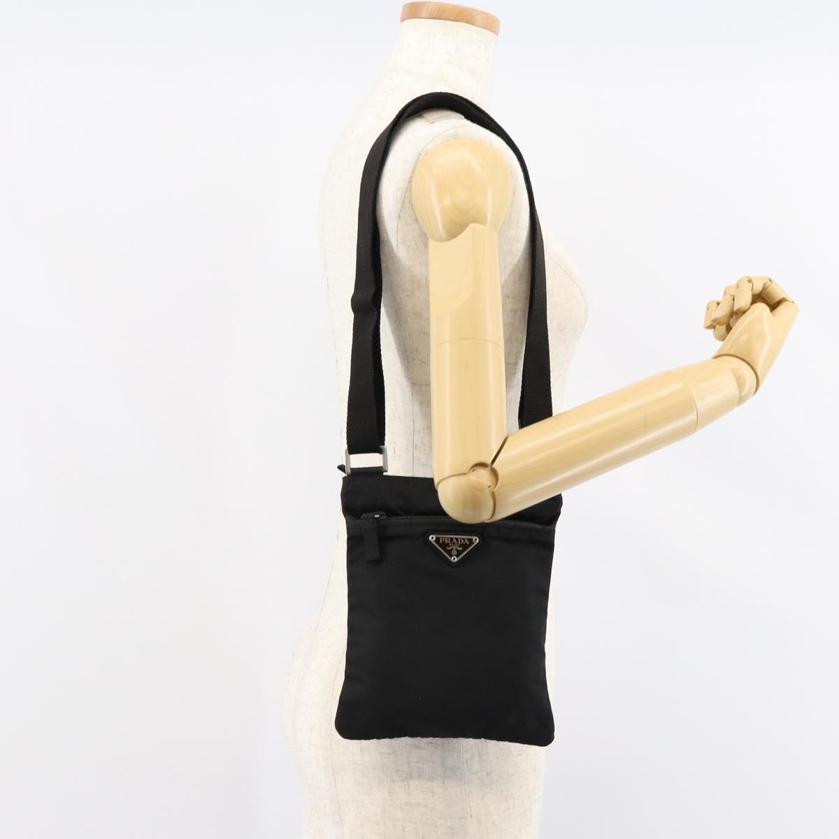 Prada Flat Messenger Bag Tessuto, BLACK, NYLON, Shoulder bag