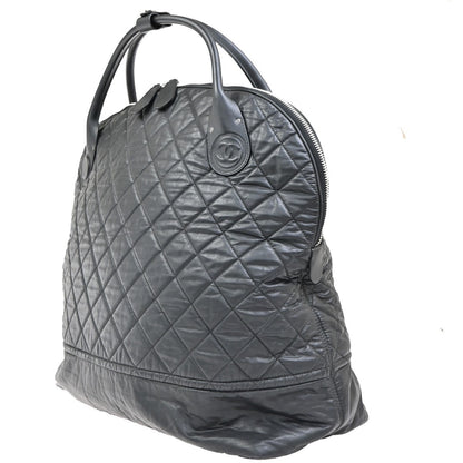 Chanel Horizontal Sport Weekender Bag Quilted Coated Canvas, BLACK, NYLON, Travel bag
