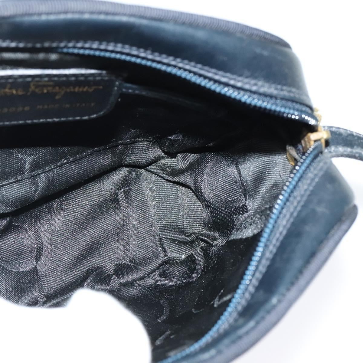 Salvatore Ferragamo Vala Shoulder Bag Leather, NAVY, LEATHER, Shoulder bag