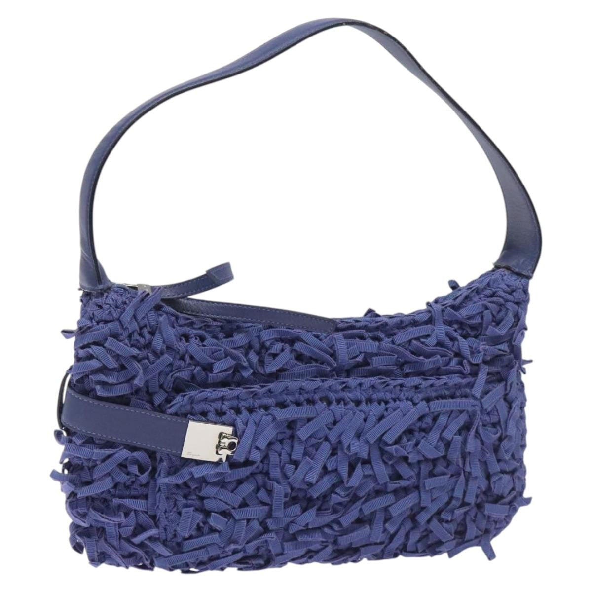 Salvatore Ferragamo Gancini Shoulder Bag Canvas, BLUE, CANVAS, Shoulder bag