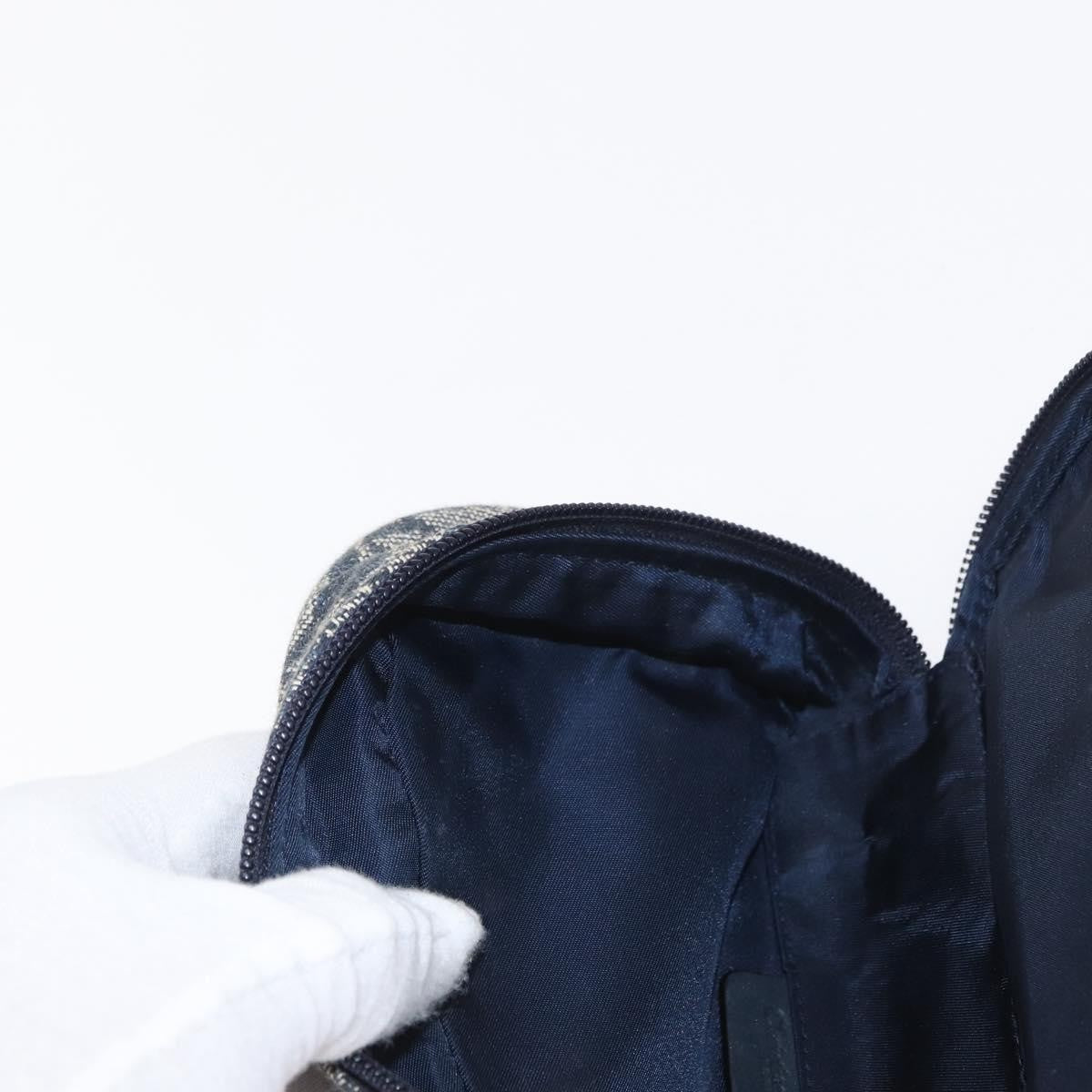 Christian Dior Saddle Zip Pouch Diorissimo Canvas, NAVY, CANVAS, Clutche & pouche