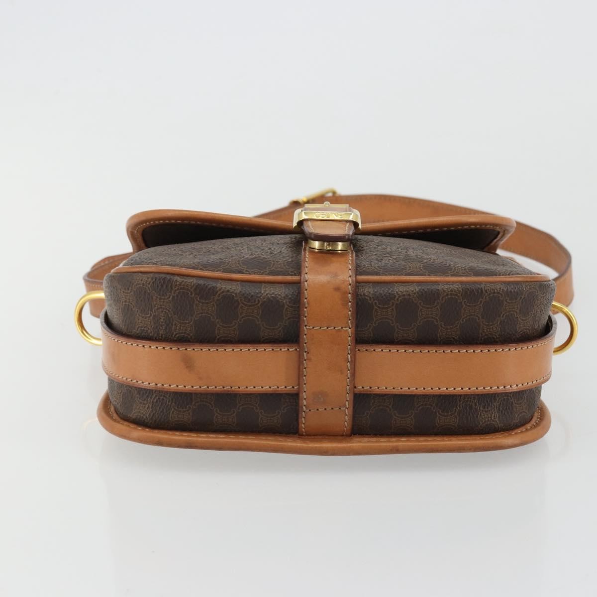Celine Vintage Macadam Shoulder Bag Canvas and Leather, Brown, Canvas, Shoulder Bag