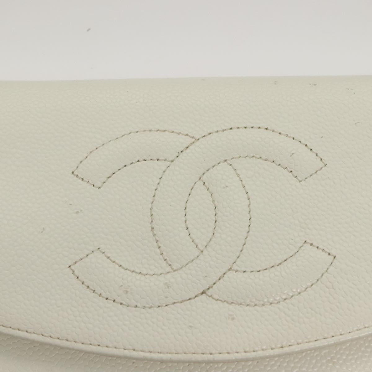 Chanel Vintage Timeless Wallet on Chain Caviar, WHITE, LEATHER, Clutche & pouche