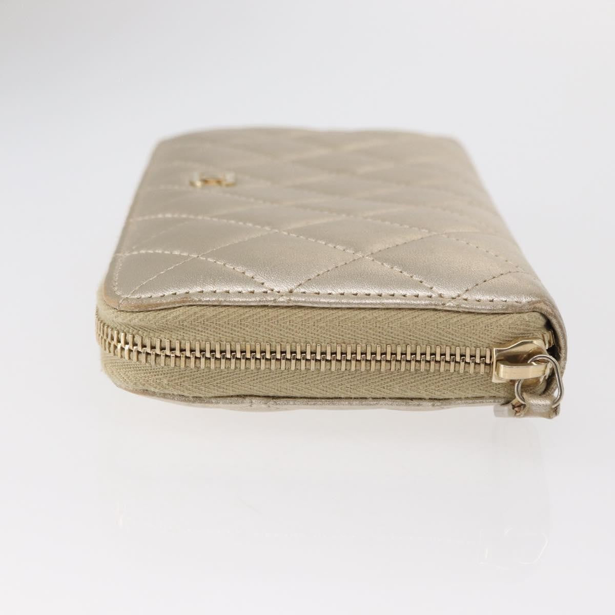 Chanel Zip Around Organizer Wallet Quilted Lambskin, GOLD, LEATHER, Wallets