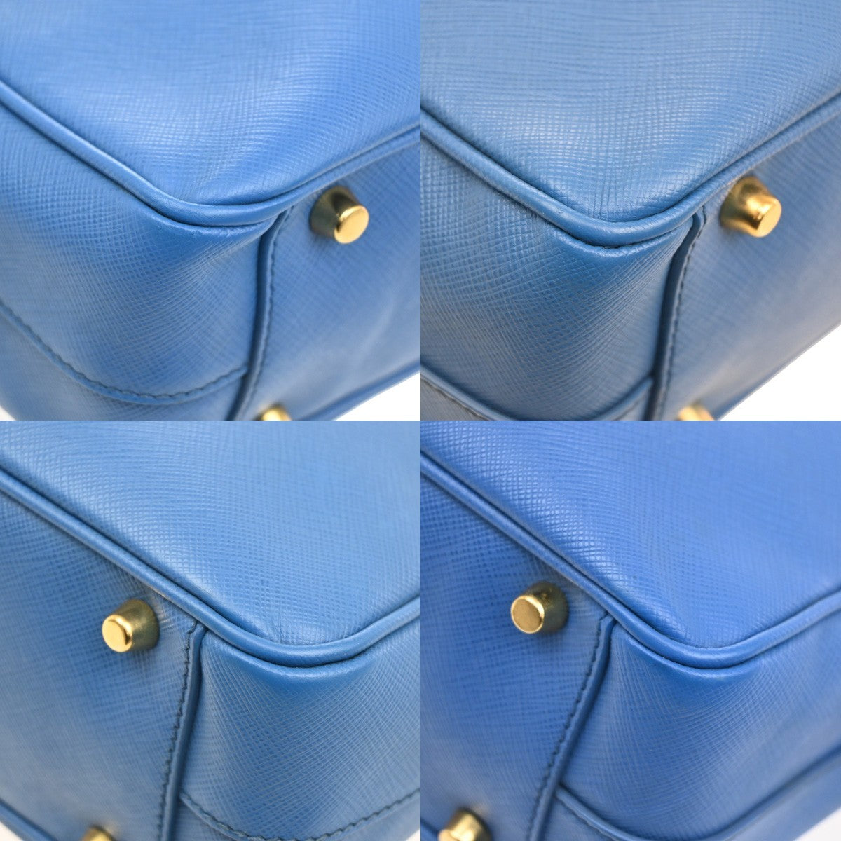 Prada Bauletto Bag Saffiano Leather, BLUE, LEATHER, Handbag