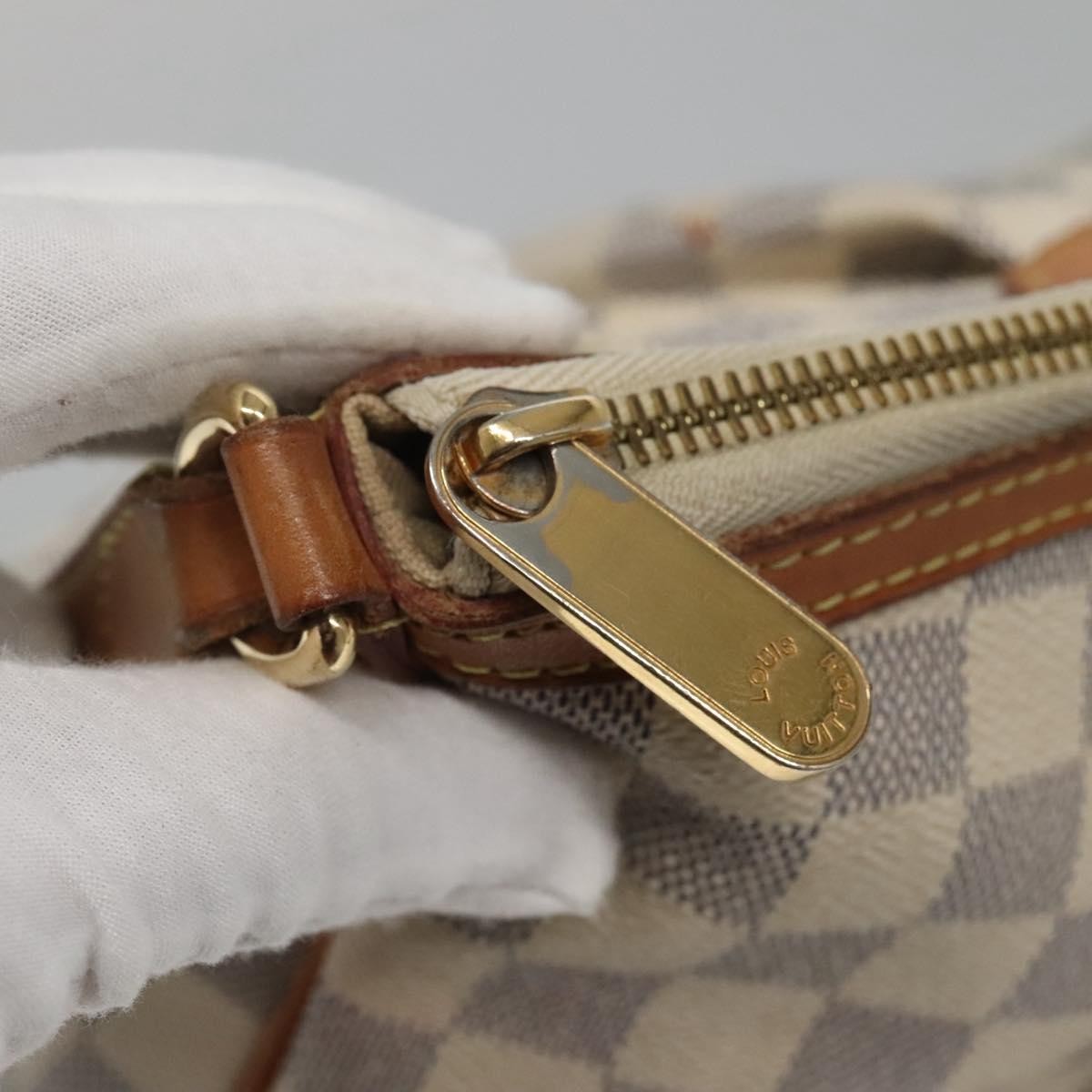 Louis Vuitton Siracusa Handbag Damier, WHITE, CANVAS, Shoulder bag