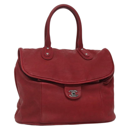 Chanel Vintage CC Turnlock Satchel Leather, RED, LEATHER, Travel bag