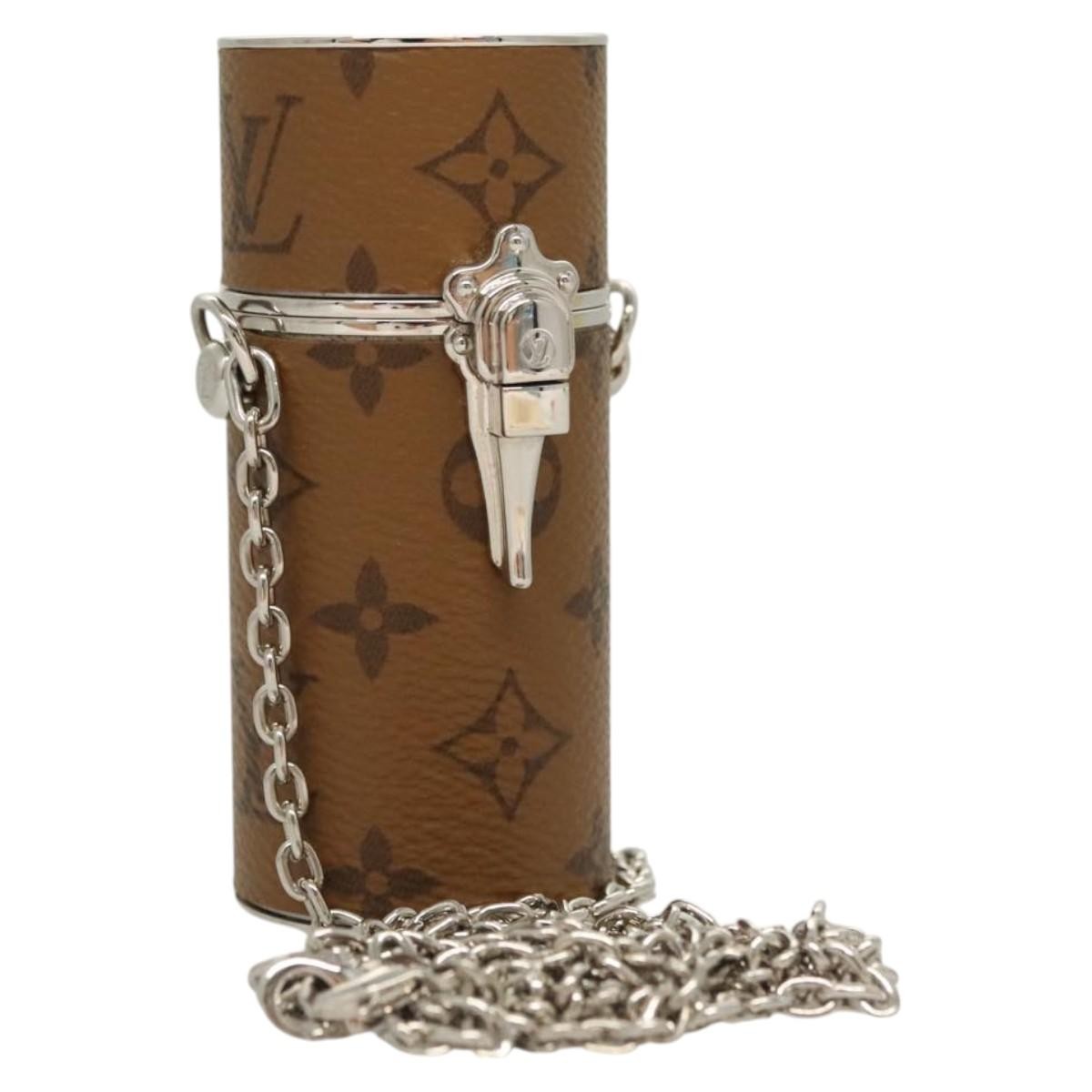 Louis Vuitton Lipstick Case on Chain Monogram Canvas, BROWN, CANVAS, Clutche & pouche
