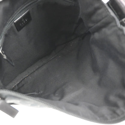 Gucci Zip Messenger Bag GG Canvas with Perforated Leather, BLACK, CANVAS, Shoulder bag