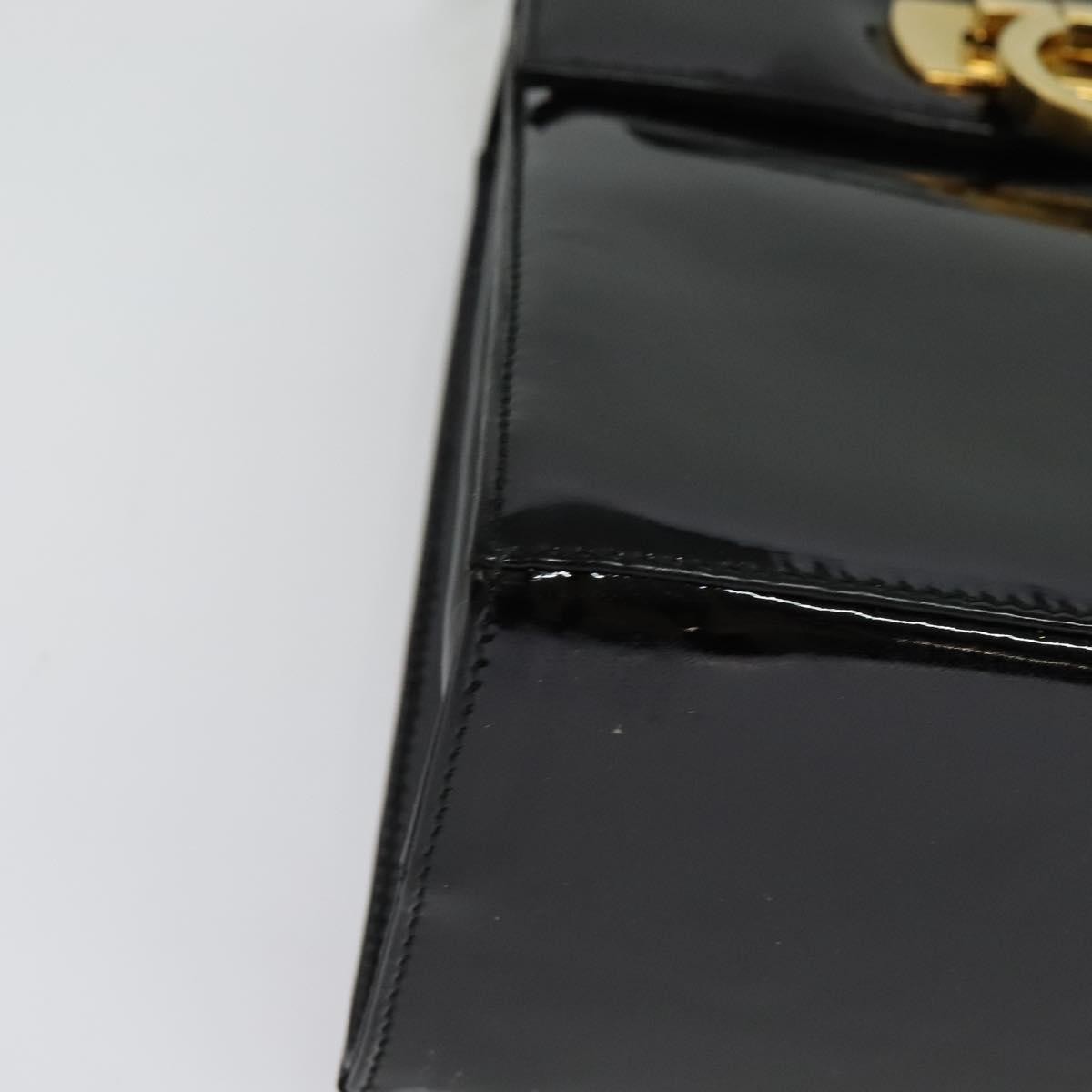 Salvatore Ferragamo Gancini Convertible Top Handle Bag Patent Leather, BLACK, PATENT_LEATHER, Handbag