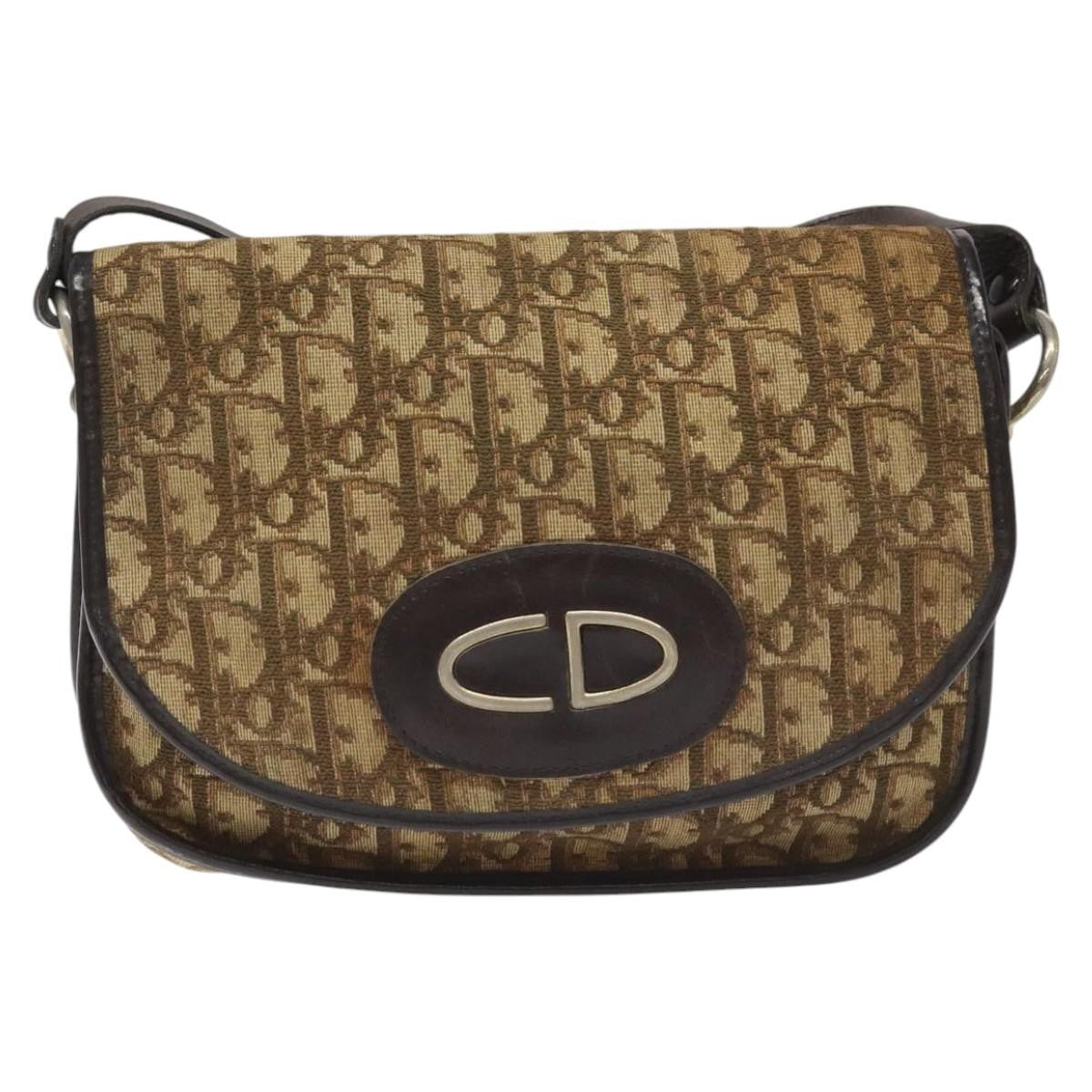 Christian Dior Vintage Trotter Flap Shoulder Bag Canvas, BROWN, CANVAS, Shoulder bag
