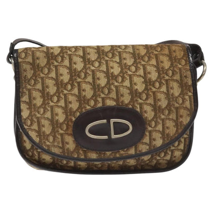 Christian Dior Vintage Trotter Flap Shoulder Bag Canvas, BROWN, CANVAS, Shoulder bag