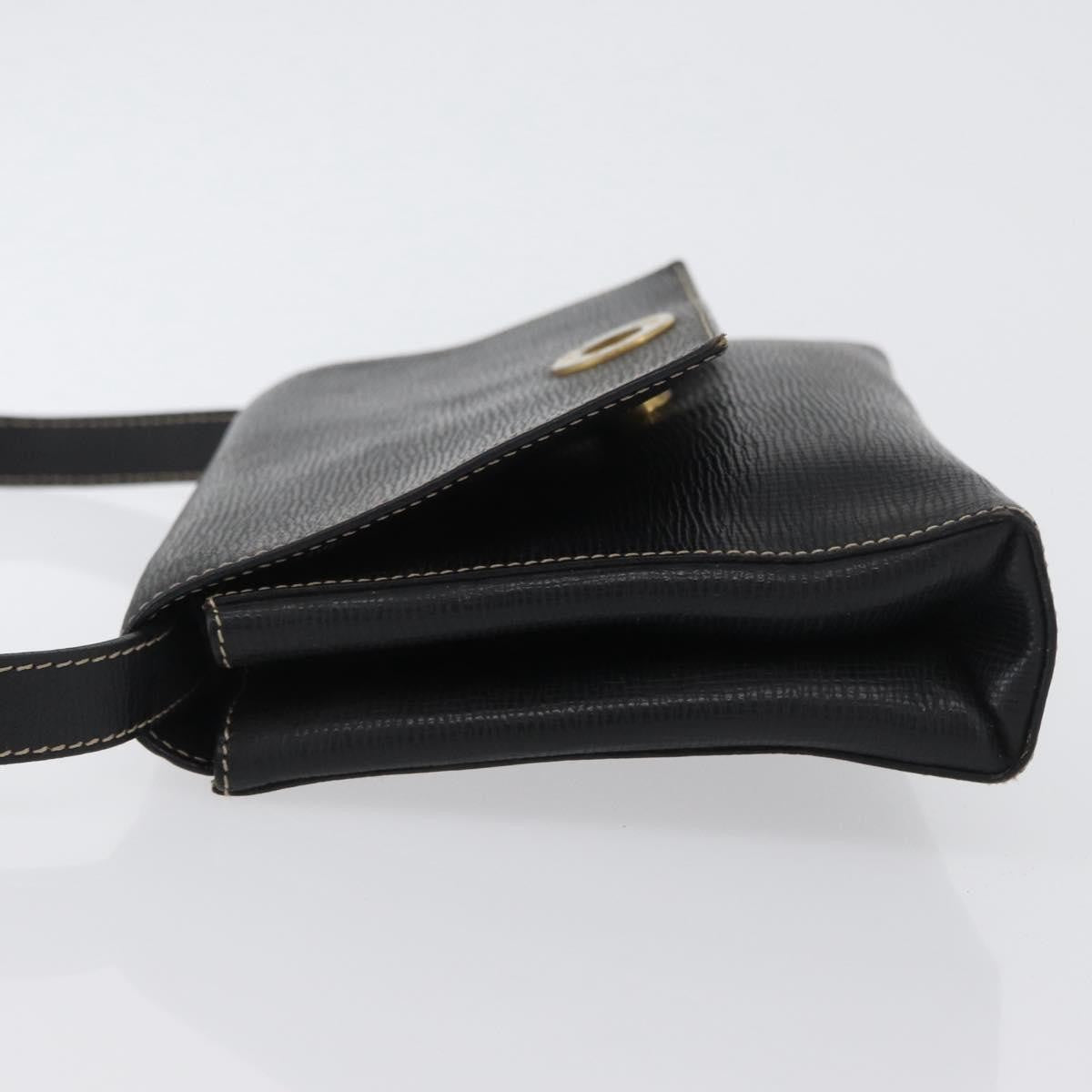 Celine Circle Logo Shoulder Bag Leather, BLACK, LEATHER, Shoulder bag