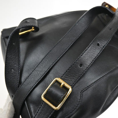 Gucci Vintage Bamboo Backpack Leather, BLACK, LEATHER, Backpack