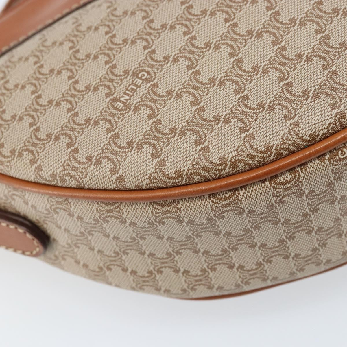 Celine Vintage Macadam Shoulder Bag Canvas and Leather, BEIGE, CANVAS, Shoulder bag