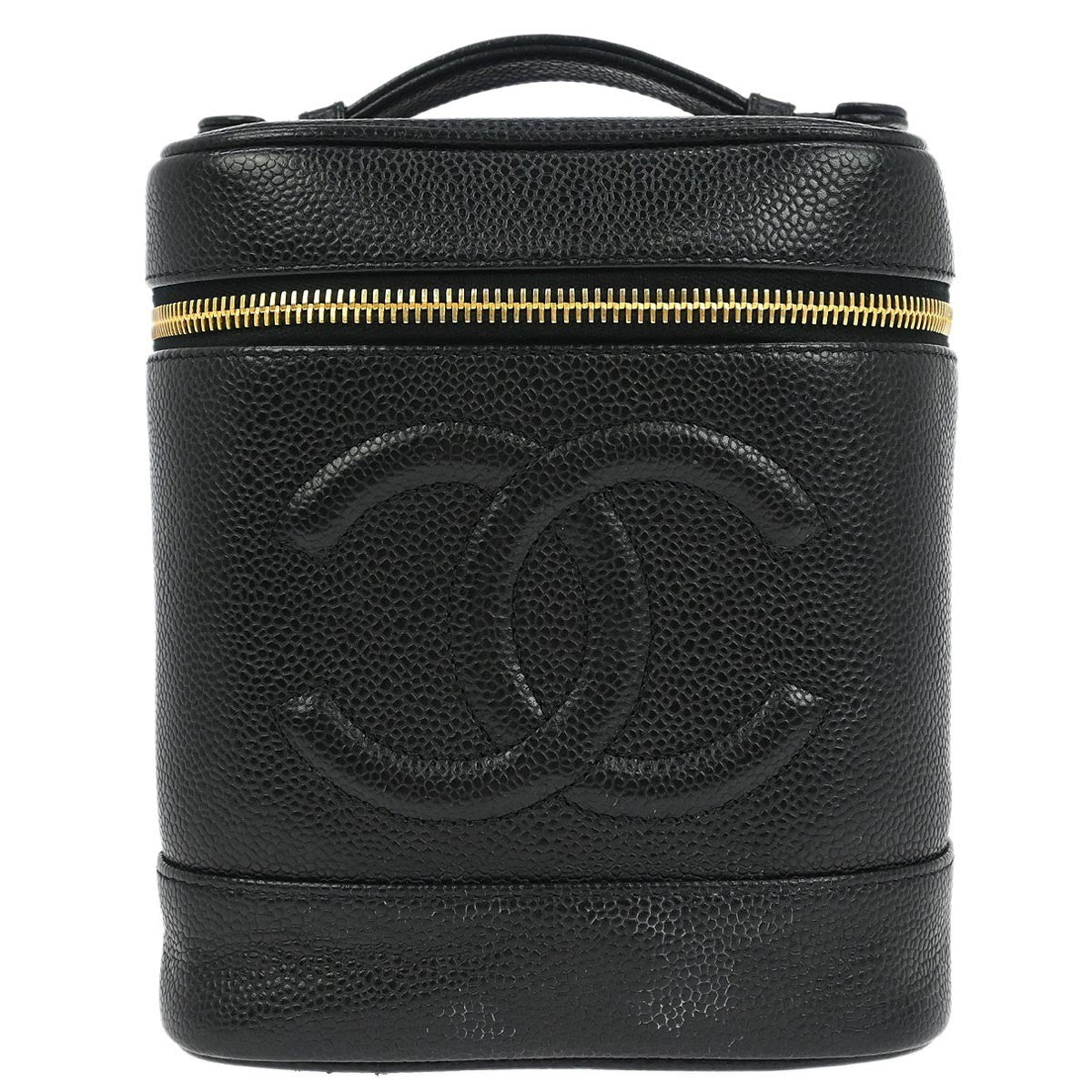 Chanel Vintage Timeless Cosmetic Case Caviar, BLACK, LEATHER, Handbag