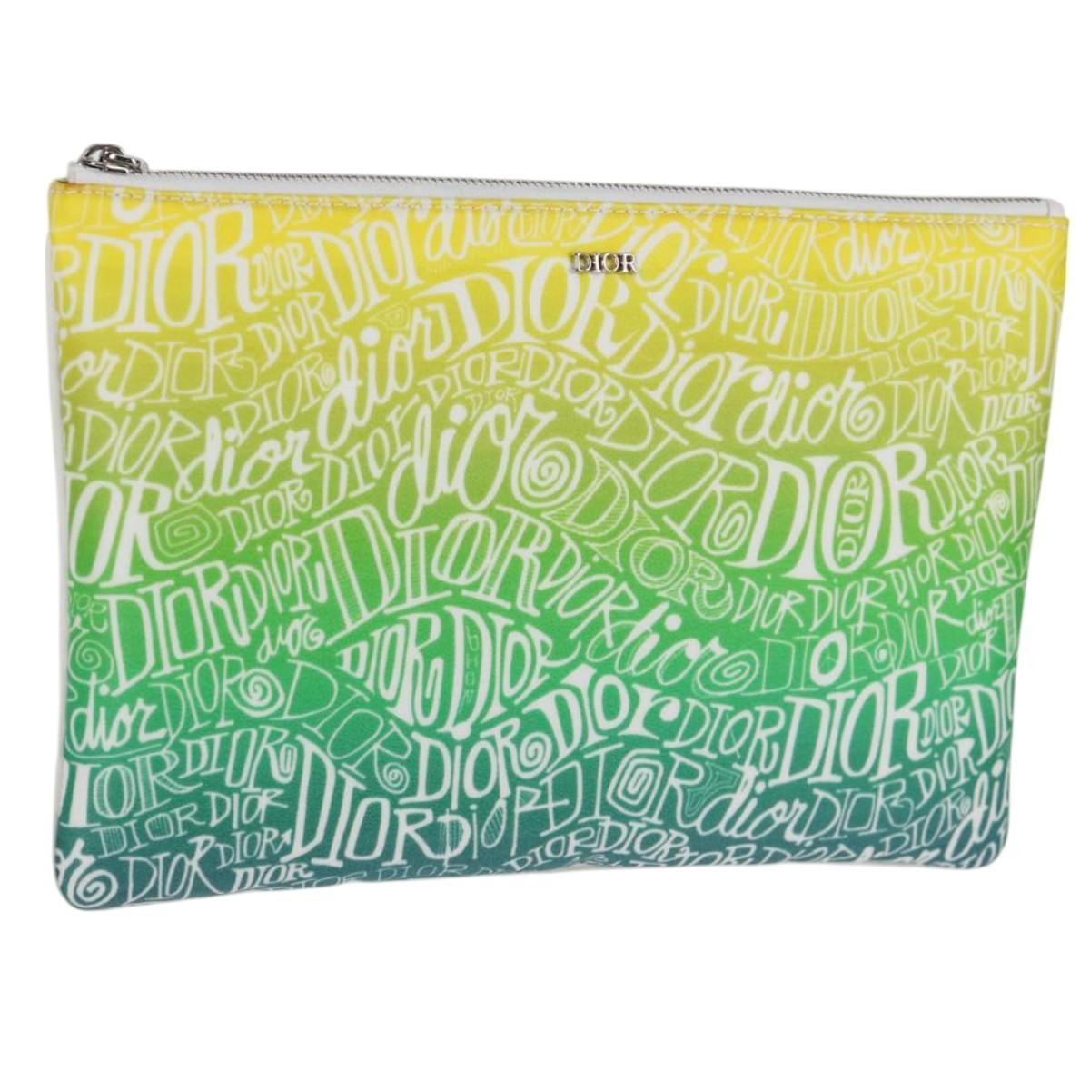 Christian Dior Pouch Stussy Nylon, YELLOW, NYLON, Clutche & pouche