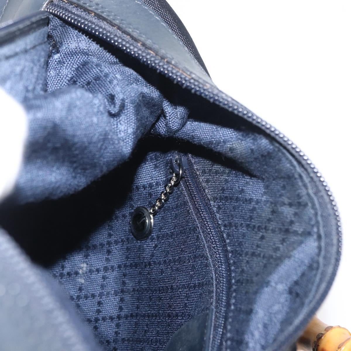 Gucci Vintage Bamboo Hobo Nylon, Navy, Nylon, Shoulder Bag