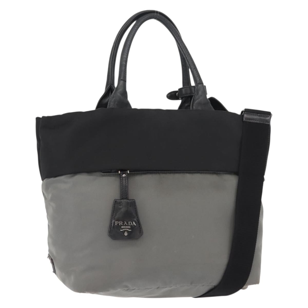 Prada Convertible Double Tote Tessuto, Black, Nylon, Handbag