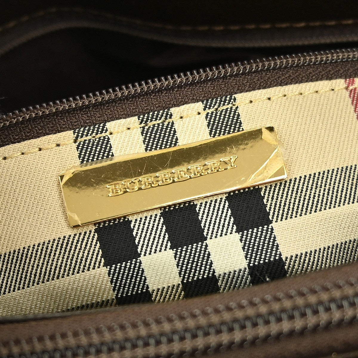 Burberry Vintage Handbag Leather, BROWN, LEATHER, Handbag
