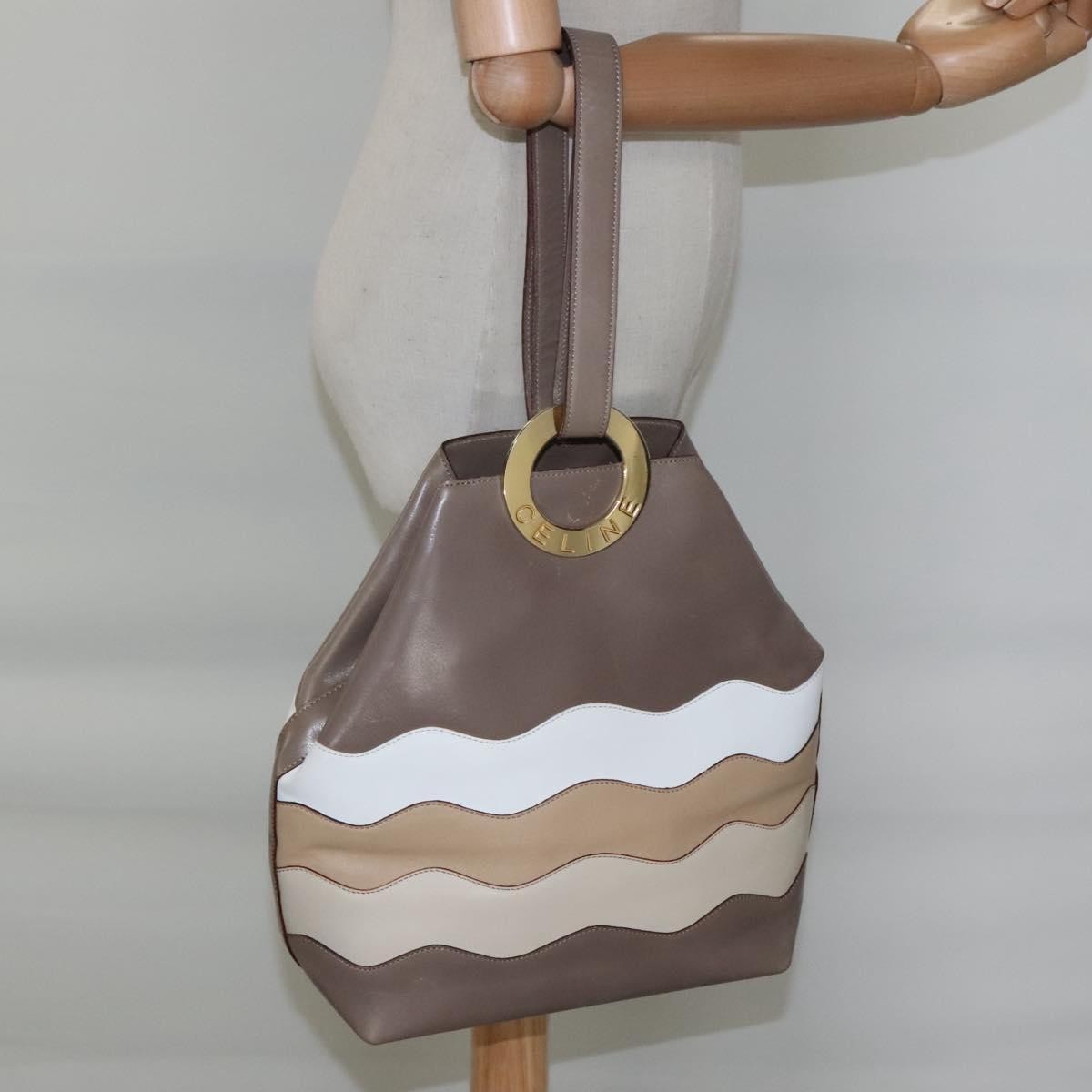 Celine Shoulder Bag Leather, BROWN, LEATHER, Shoulder bag