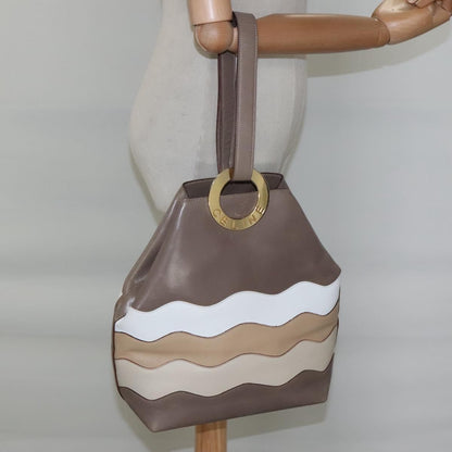 Celine Shoulder Bag Leather, BROWN, LEATHER, Shoulder bag