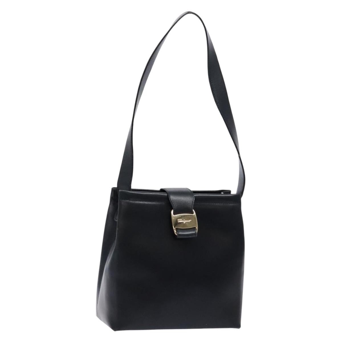 Salvatore Ferragamo Vala Shoulder Bag Leather, NAVY, LEATHER, Shoulder bag
