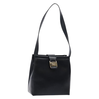 Salvatore Ferragamo Vala Shoulder Bag Leather, NAVY, LEATHER, Shoulder bag