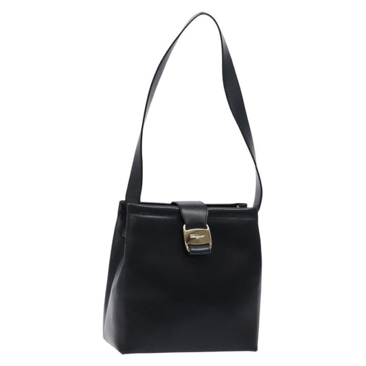 Salvatore Ferragamo Vala Shoulder Bag Leather, NAVY, LEATHER, Shoulder bag