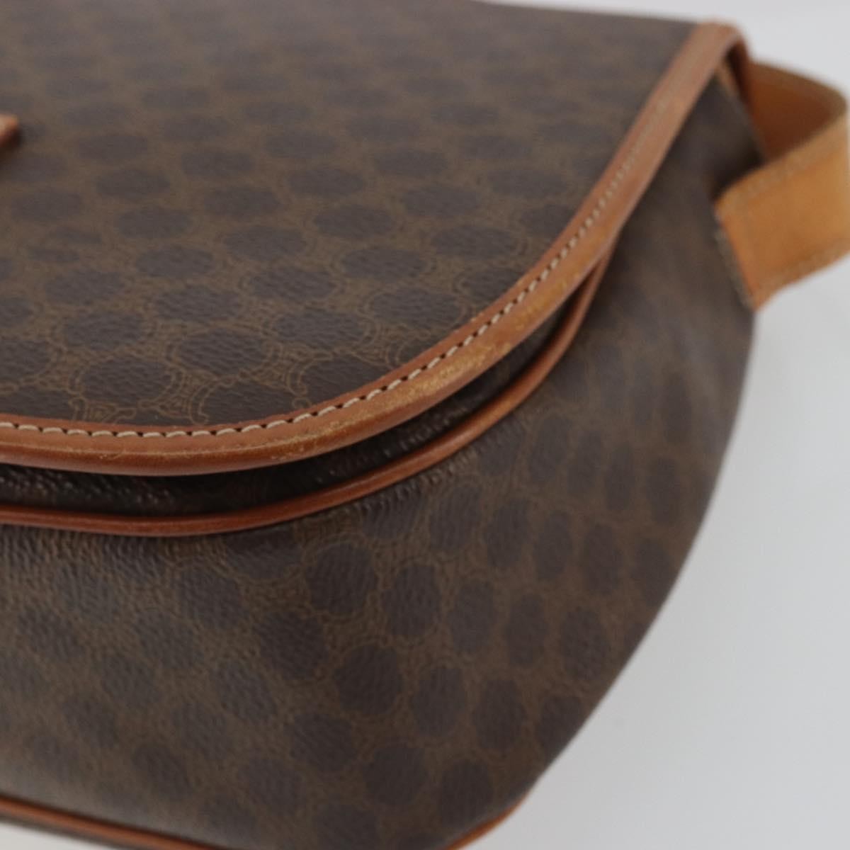 Celine Vintage Macadam Shoulder Bag Canvas and Leather, Brown, Canvas, Shoulder Bag