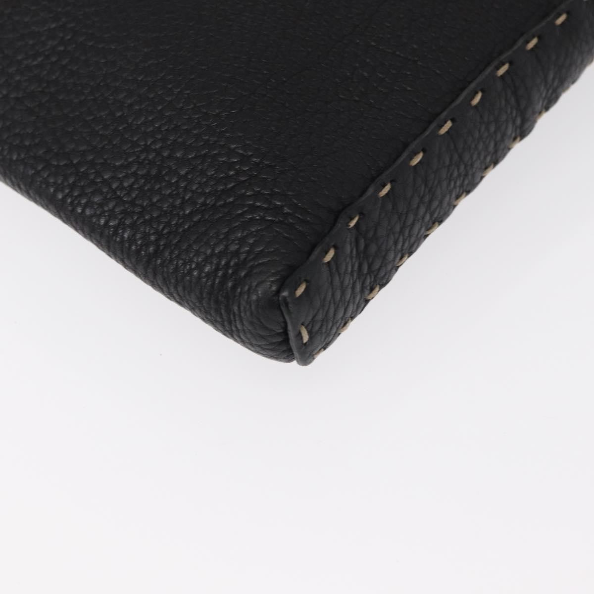 Fendi Vintage Selleria Zip Messenger Bag Leather, BLACK, LEATHER, Shoulder bag