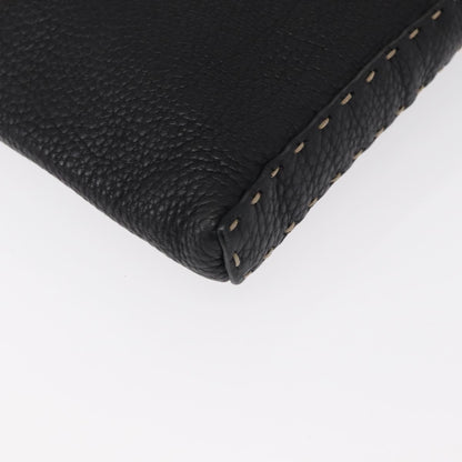 Fendi Vintage Selleria Zip Messenger Bag Leather, BLACK, LEATHER, Shoulder bag