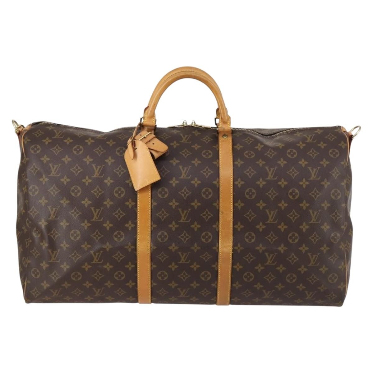 Louis Vuitton Keepall Bandouliere Bag Monogram Canvas, BROWN, CANVAS, Travel bag