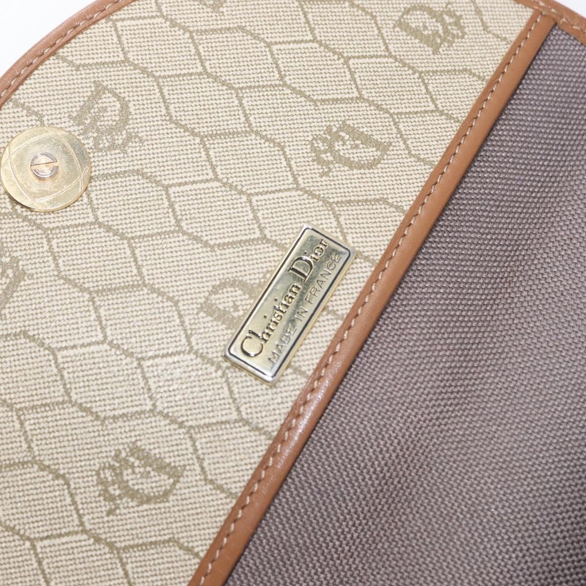 Christian Dior Vintage Honeycomb Flap Crossbody Bag Canvas and Leather, BEIGE, CANVAS, Shoulder bag