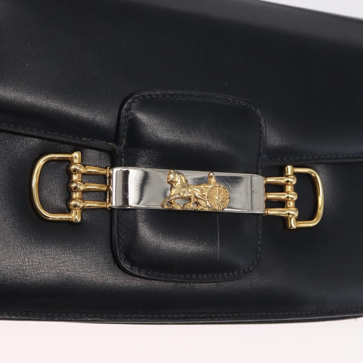 Celine Vintage Carriage Flap Bag Leather, NAVY, LEATHER, Shoulder bag