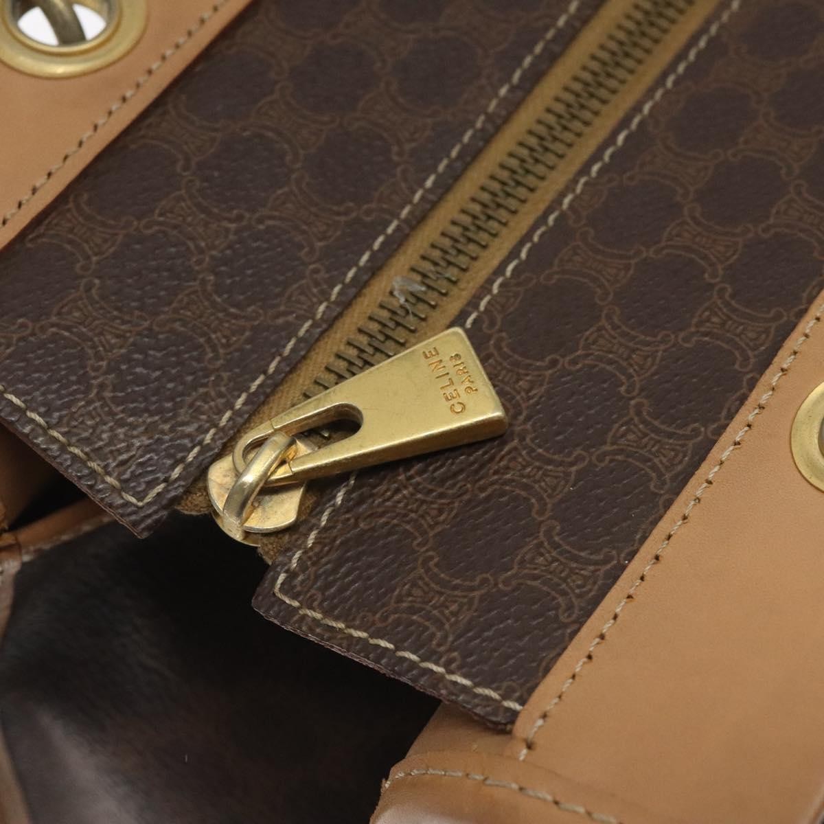 Celine Macadam Handbag Macadam with leather, BROWN, CANVAS, Handbag