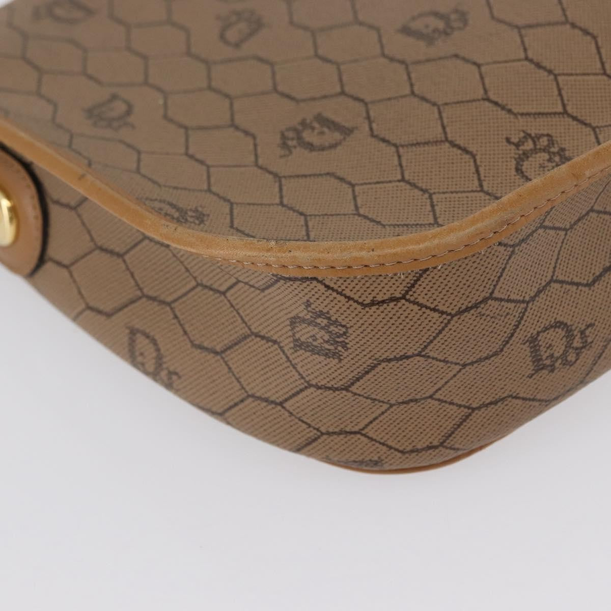 Christian Dior Vintage Honeycomb Shoulder Bag Canvas and Leather, BEIGE, CANVAS, Shoulder bag