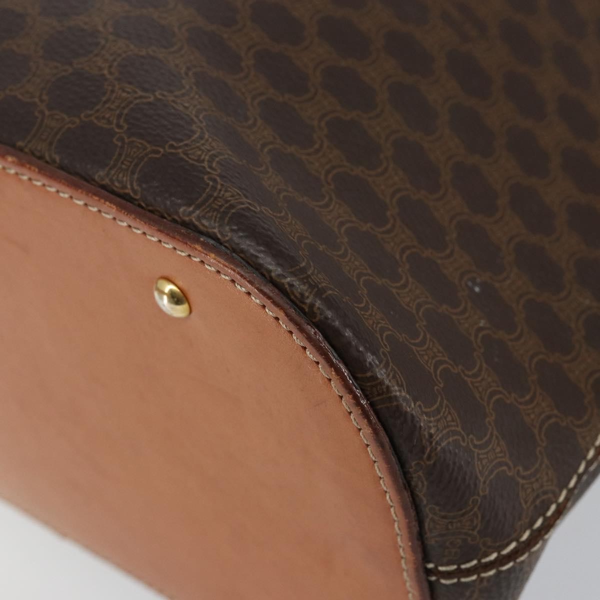Celine Macadam Handbag Macadam with leather, BROWN, PVC,CANVAS, Handbag