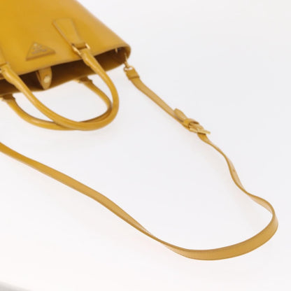 Prada Lux Convertible Bucket Tote Saffiano Leather, YELLOW, LEATHER, Handbag