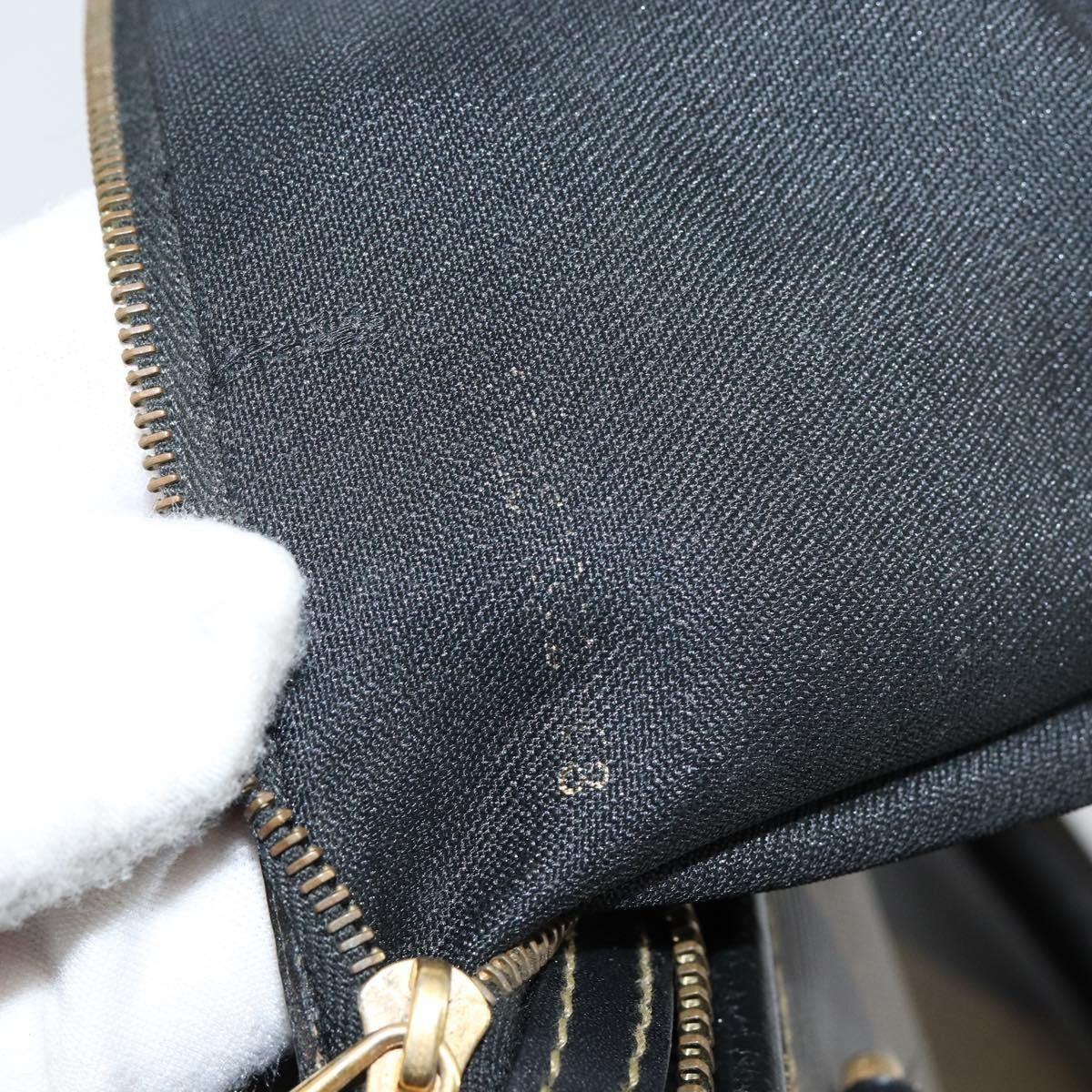 Fendi Vintage Pequin Boston Bag Coated Canvas, BLACK, CANVAS, Handbag
