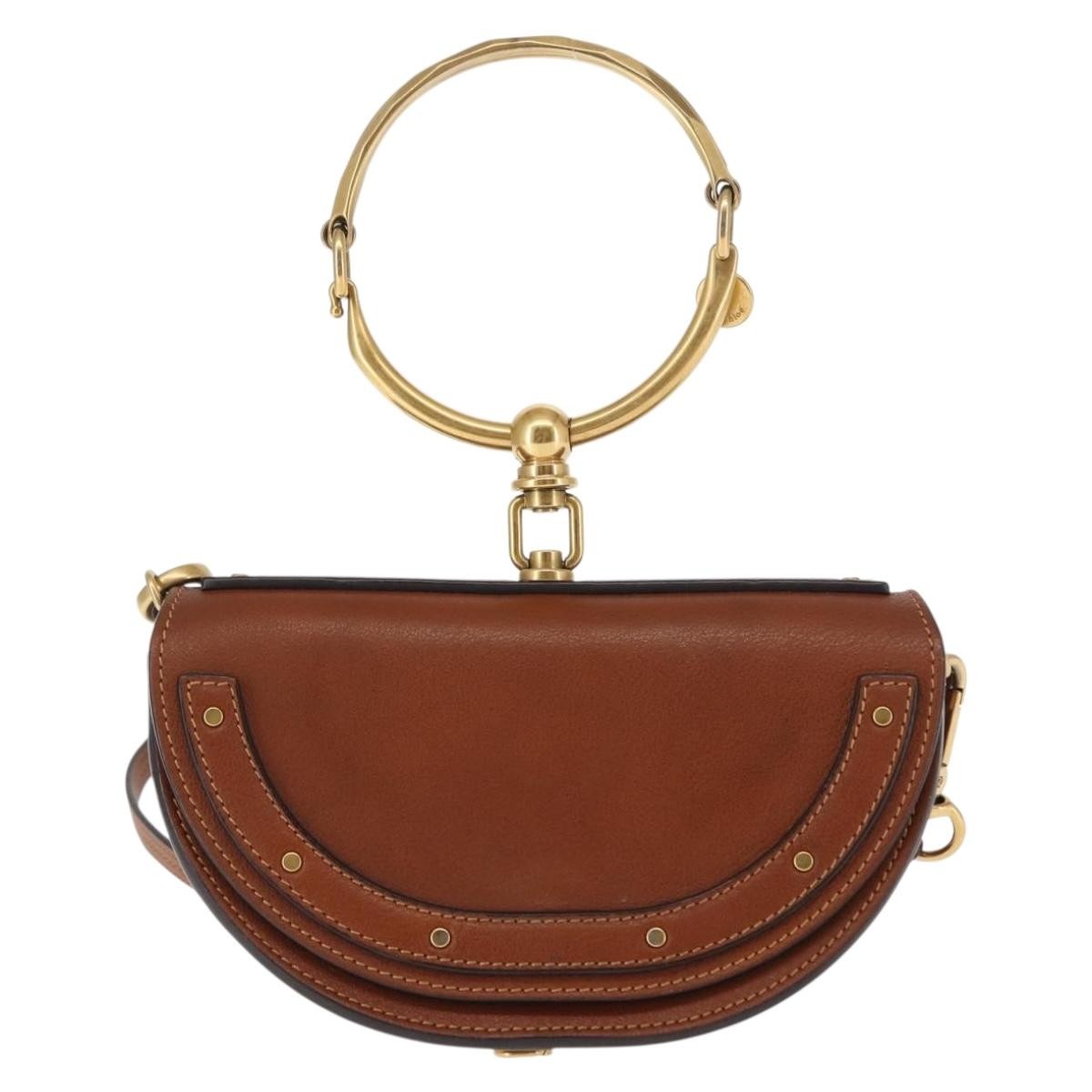 Chloe Nile Crossbody Bag Leather, BROWN, LEATHER, Crossbody bag