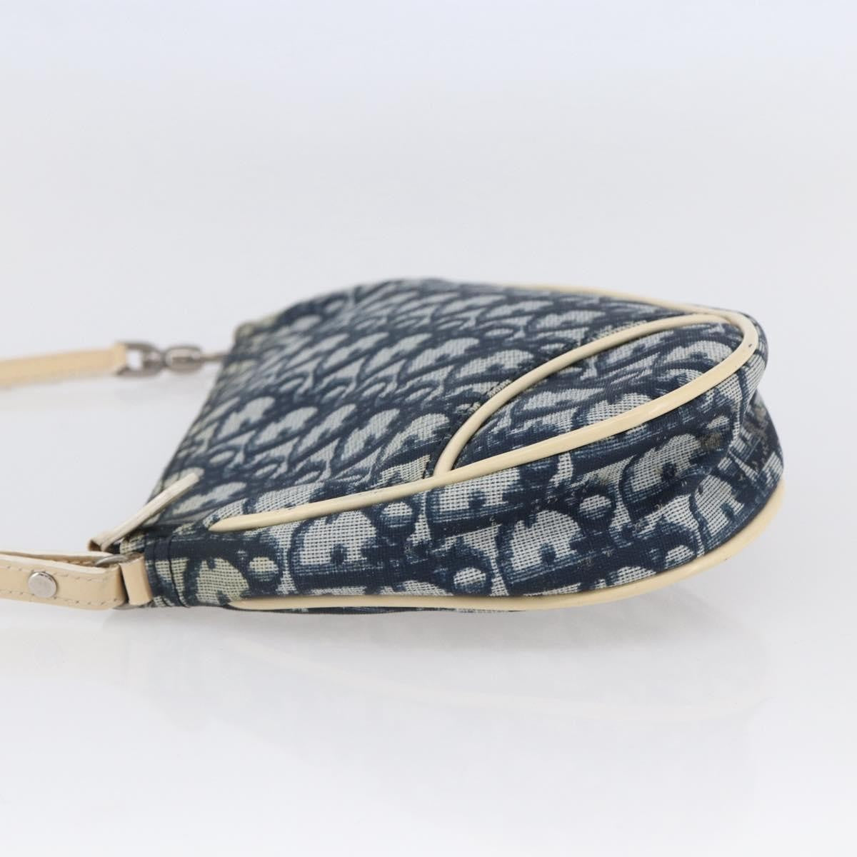 Christian Dior Vintage Saddle Bag Diorissimo Canvas, NAVY, CANVAS, Clutche & pouche