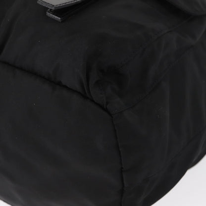 Prada Double Front Pocket Backpack Re-Nylon with Leather, BLACK, NYLON, Backpack