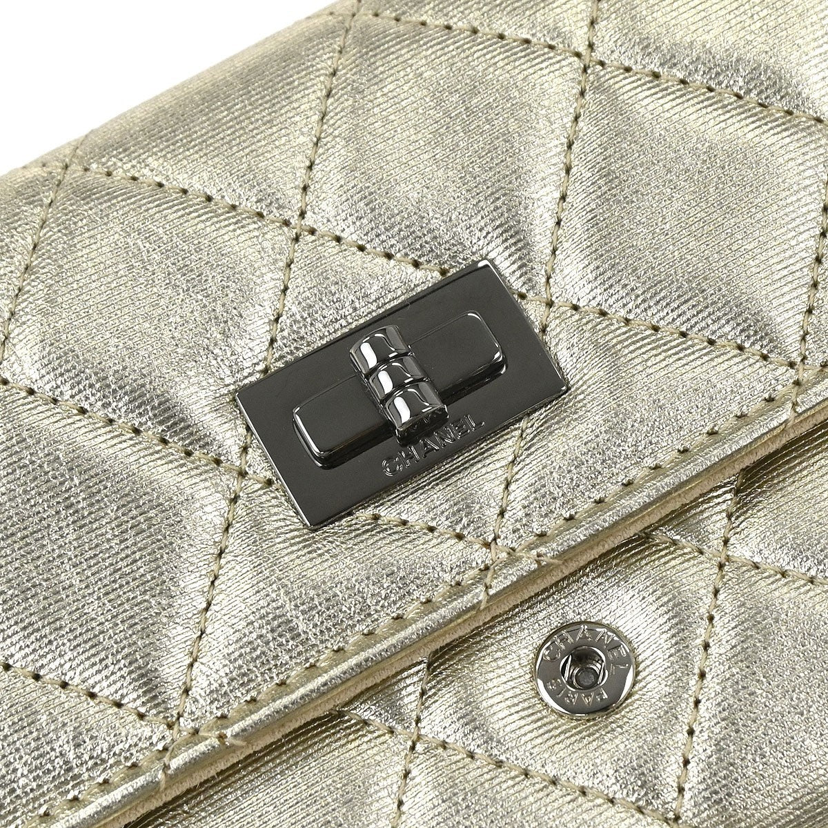 Chanel Reissue 2.55 Clutch Leather, Gold, Leather, Clutch