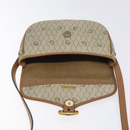 Christian Dior Vintage Honeycomb Flap Crossbody Bag Coated Canvas, BEIGE, CANVAS, Crossbody bag