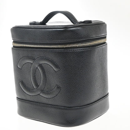 Chanel Vintage Timeless Cosmetic Case Caviar, BLACK, LEATHER, Handbag