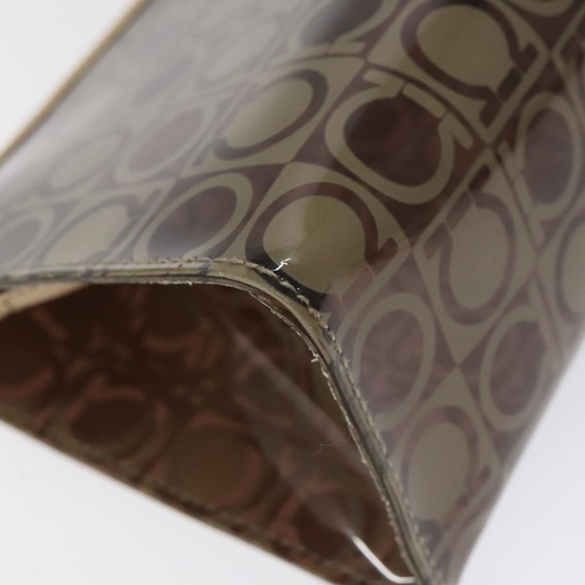 Salvatore Ferragamo Gancini Pouch Canvas, BROWN, VINYL, Clutche & pouche