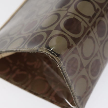 Salvatore Ferragamo Gancini Pouch Canvas, BROWN, VINYL, Clutche & pouche