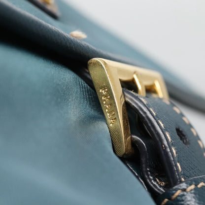 Prada Buckle Messenger Bag Tessuto, GREEN, NYLON, Shoulder bag