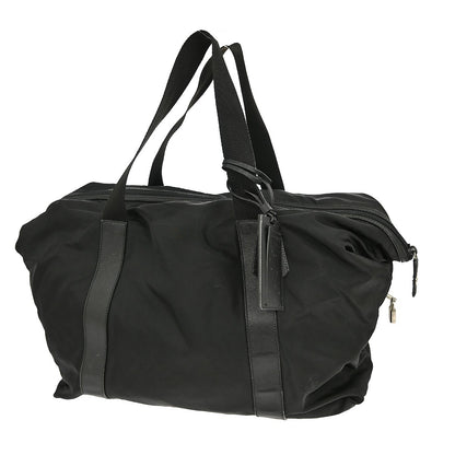 Prada Weekend Duffle Bag Tessuto with Saffiano Leather, BLACK, NYLON, Travel bag